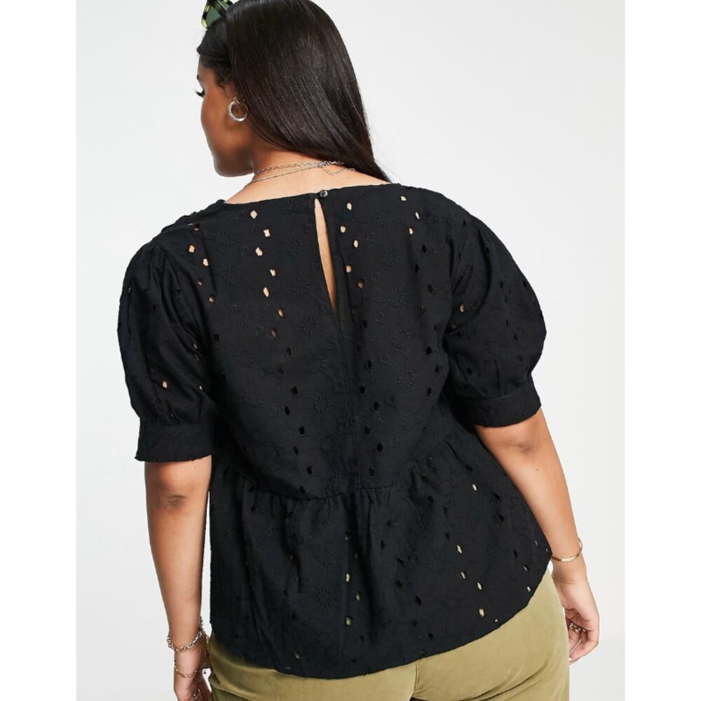 Asos Design Curve Broderie Smock Top With Peplum … - image 3